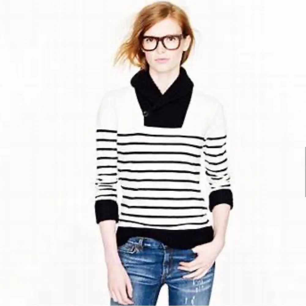 J. Crew Shawl-Collar Stripe Sweatshirt XS